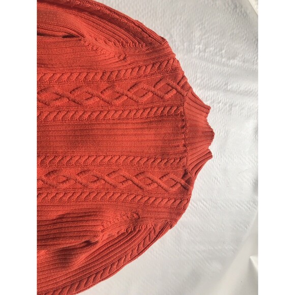 CHAPS Womens Orange 1/4 Zip Cable Knit Size Large - Picture 9 of 9